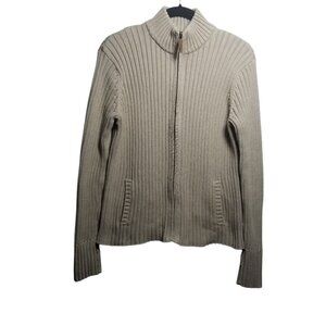 Lauren Ralph Lauren Women's Cotton Ribbed Heavy Knit Light Brown Sweater Sz L